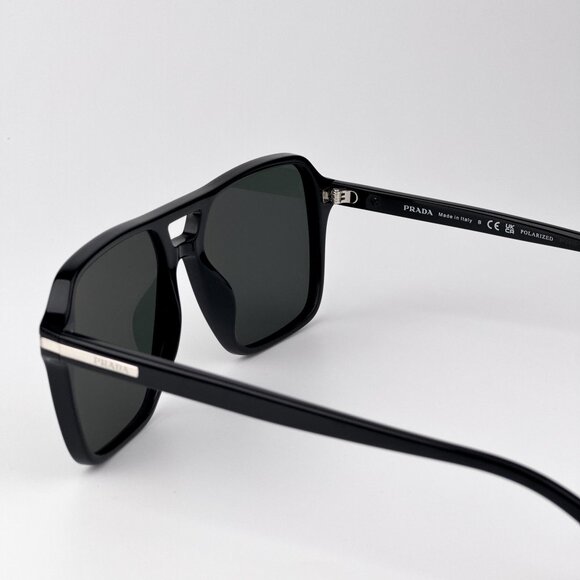 Prada PR20YS Sunglasses – Black Pilot Frame Green Polarized | Model 1AB03R - Picture 8 of 11